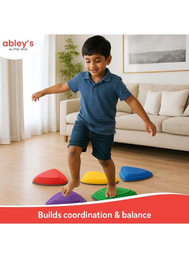 abley's Triangle Stepping Stones for Autism Kids, Anti-Slip Sensory Balance Training Set, Multicolor, 6 Pieces - Image 5